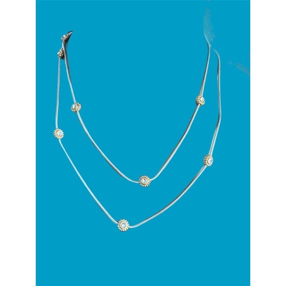 Brighton Twinkle Long Silver Plated Crystal 44” Necklace. - Picture 2 of 8